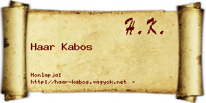 Haar Kabos névjegykártya